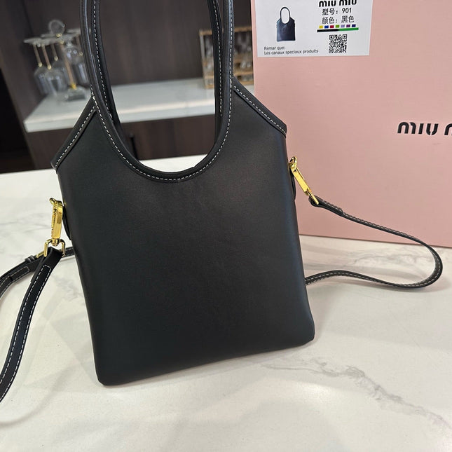 IVY MINI TOTE BAG 20 IN BLACK CALFSKIN