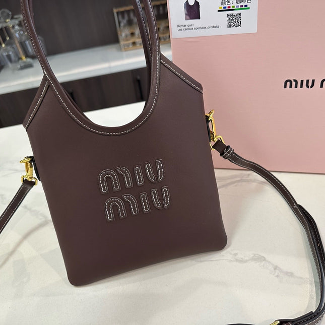 IVY MINI TOTE BAG 20 IN BROWN CALFSKIN
