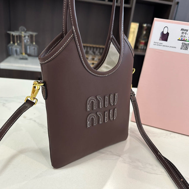 IVY MINI TOTE BAG 20 IN BROWN CALFSKIN