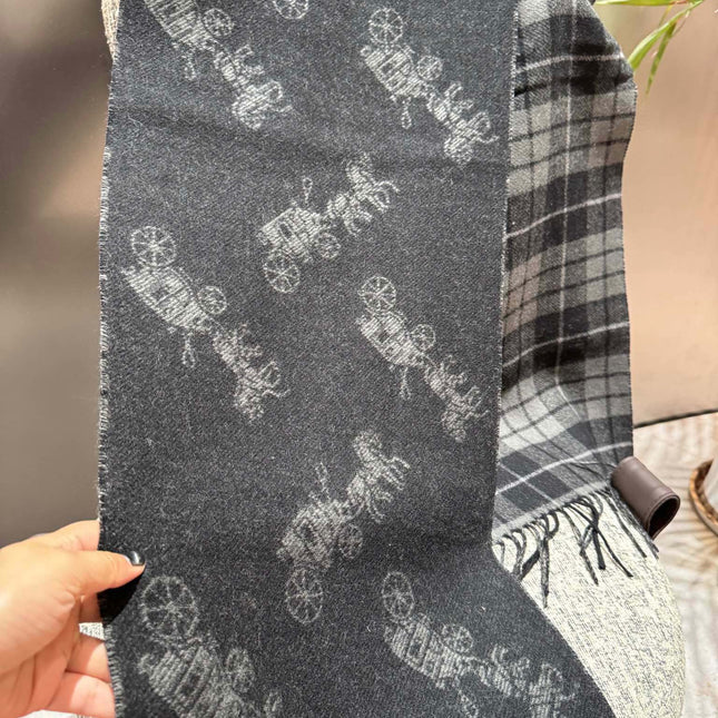 CLASSIC SCARF 190 CM IN BLACK WOOL 375279