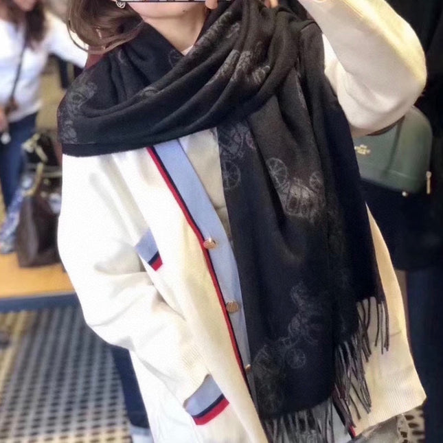 CLASSIC SCARF 190 CM IN BLACK WOOL 375279