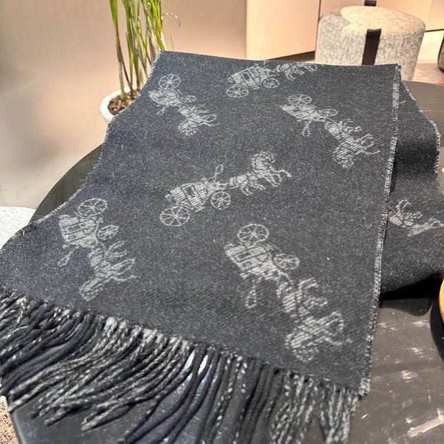 CLASSIC SCARF 190 CM IN BLACK WOOL 375279