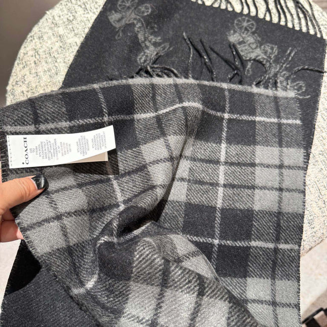 CLASSIC SCARF 190 CM IN BLACK WOOL 375279