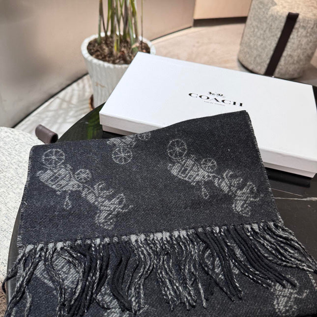 CLASSIC SCARF 190 CM IN BLACK WOOL 375279