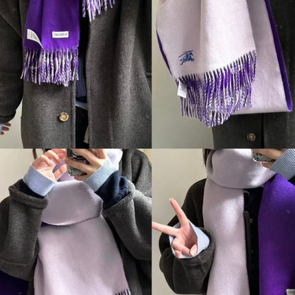 REVERSIBLE SCARF 180 CM IN VIOLET PURPLE CASHMERE 407411