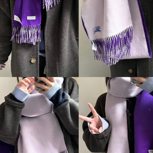 REVERSIBLE SCARF 180 CM IN VIOLET PURPLE CASHMERE 407411