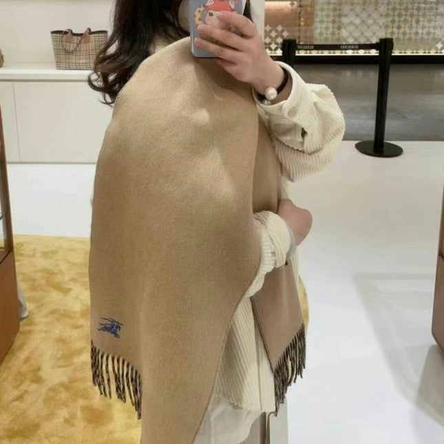 REVERSIBLE SCARF 180 CM IN BROWN MIX BLACK CASHMERE 407412