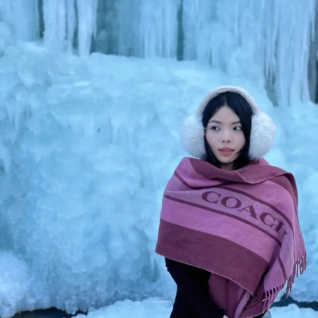 SCARF 200 CM IN SANGRIA RED MIX ROUGE PINK WOOL AND CASHMERE 411536