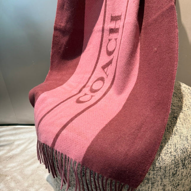 SCARF 200 CM IN SANGRIA RED MIX ROUGE PINK WOOL AND CASHMERE 411536