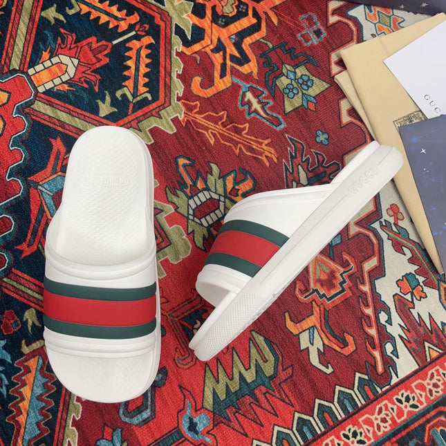 GG WEB SLIDE SANDAL WHITE RUBBER
