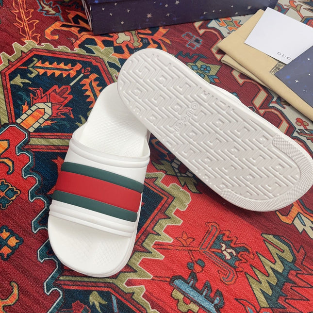 GG WEB SLIDE SANDAL WHITE RUBBER