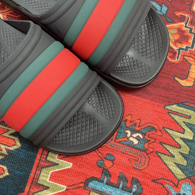 GG WEB SLIDE SANDAL BLACK RUBBER