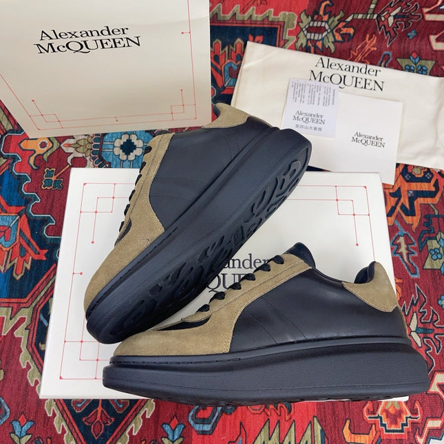 OVERSIZED RETRO SNEAKER IN BLACK CALFSKIN DARK BEIGE SUEDE