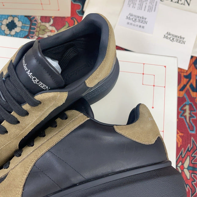 OVERSIZED RETRO SNEAKER IN BLACK CALFSKIN DARK BEIGE SUEDE