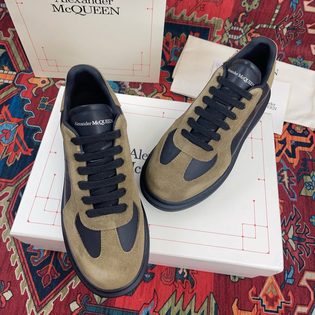 OVERSIZED RETRO SNEAKER IN BLACK CALFSKIN DARK BEIGE SUEDE