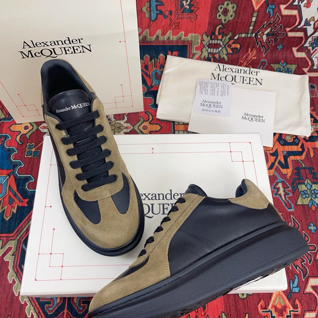 OVERSIZED RETRO SNEAKER IN BLACK CALFSKIN DARK BEIGE SUEDE