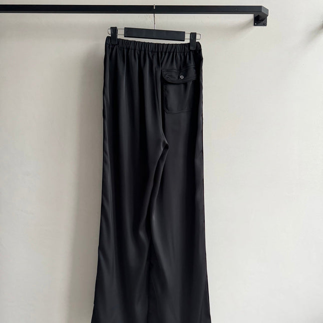 Loewe High Waisted Pants Black Satin Fabric