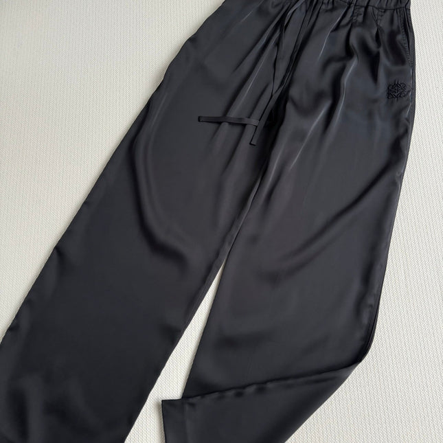 Loewe High Waisted Pants Black Satin Fabric