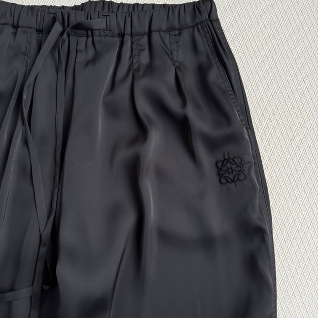 Loewe High Waisted Pants Black Satin Fabric