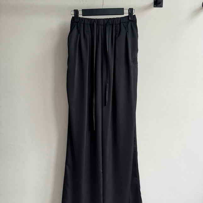 Loewe High Waisted Pants Black Satin Fabric