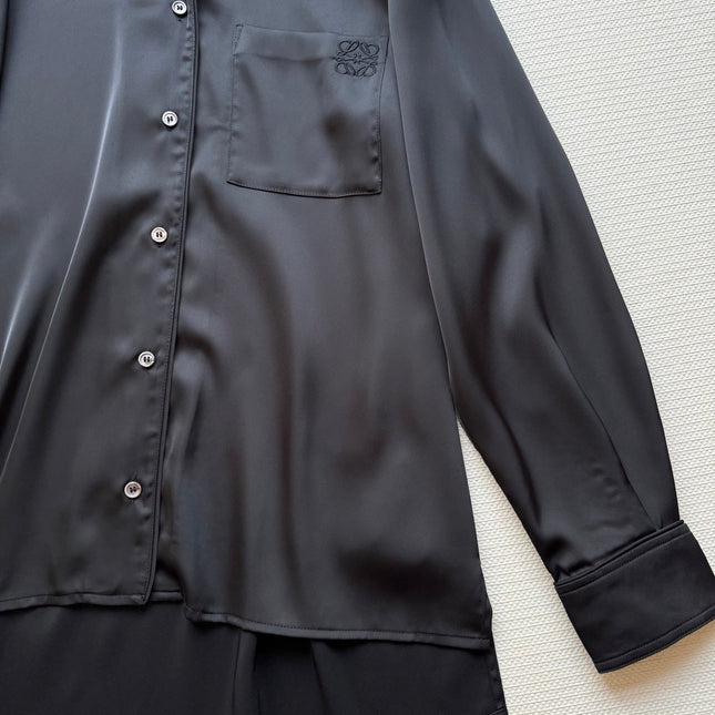 Loewe Shirt Black Satin Fabric