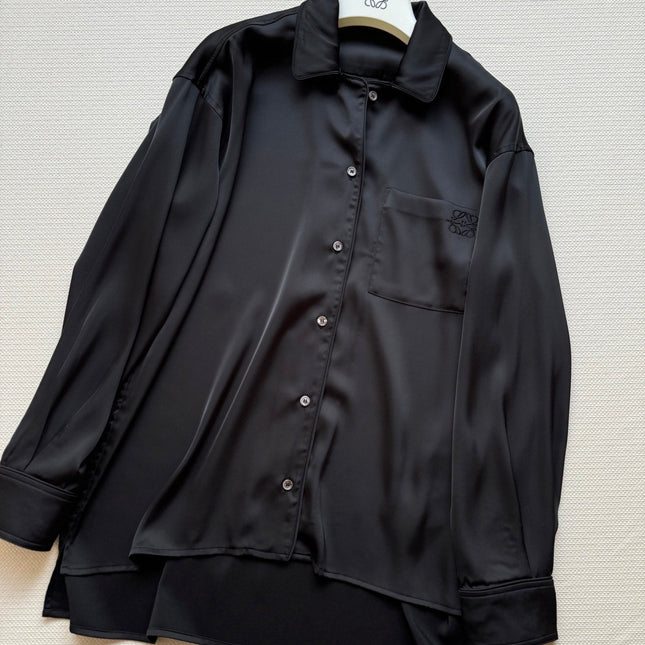 Loewe Shirt Black Satin Fabric