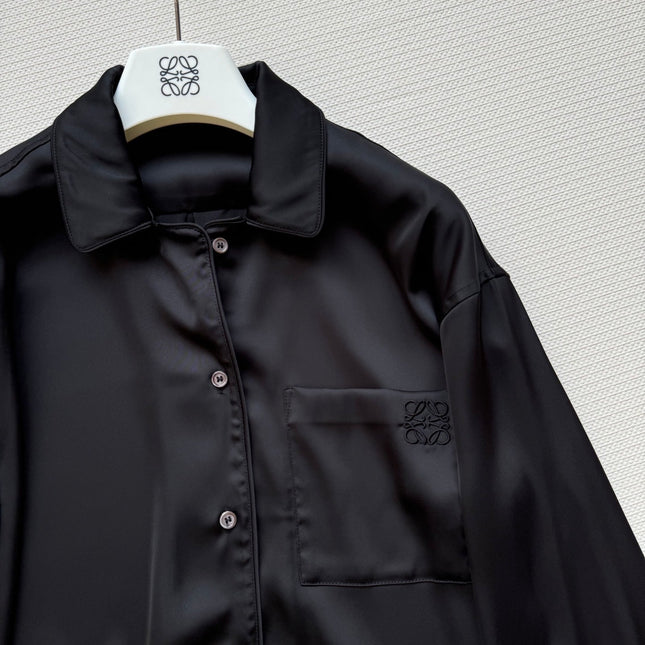 Loewe Shirt Black Satin Fabric