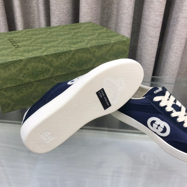 GG INTERLOCKING G SNEAKER DENIM BLUE SUEDE