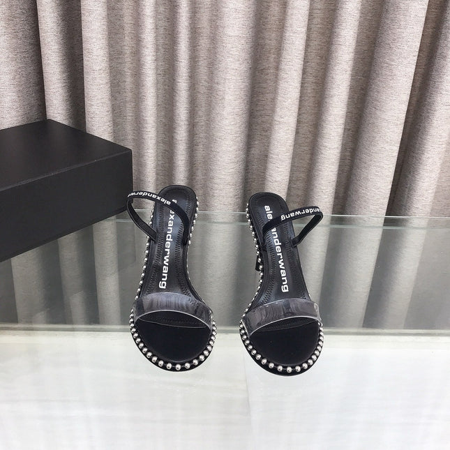 RHODES NOVA HIGH HEELS IN PVC STRAP AND BLACK CALFSKIN