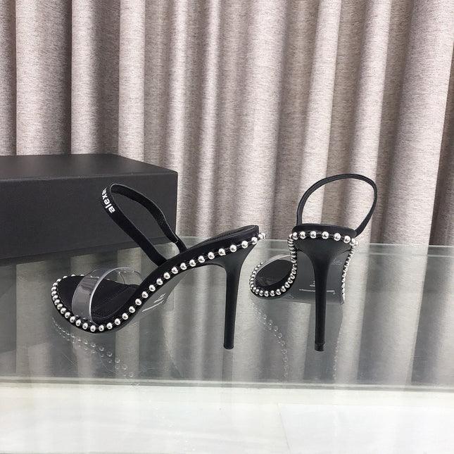 RHODES NOVA HIGH HEELS IN PVC STRAP AND BLACK CALFSKIN