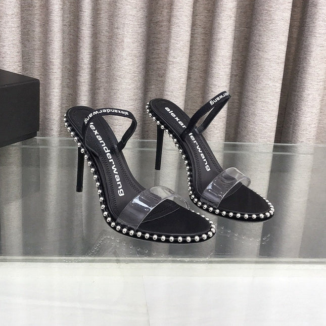 RHODES NOVA HIGH HEELS IN PVC STRAP AND BLACK CALFSKIN