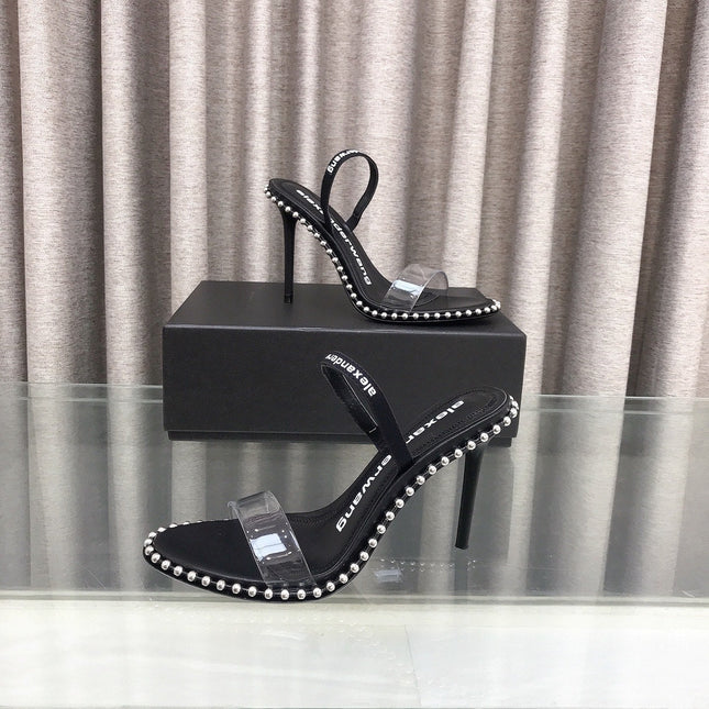 RHODES NOVA HIGH HEELS IN PVC STRAP AND BLACK CALFSKIN