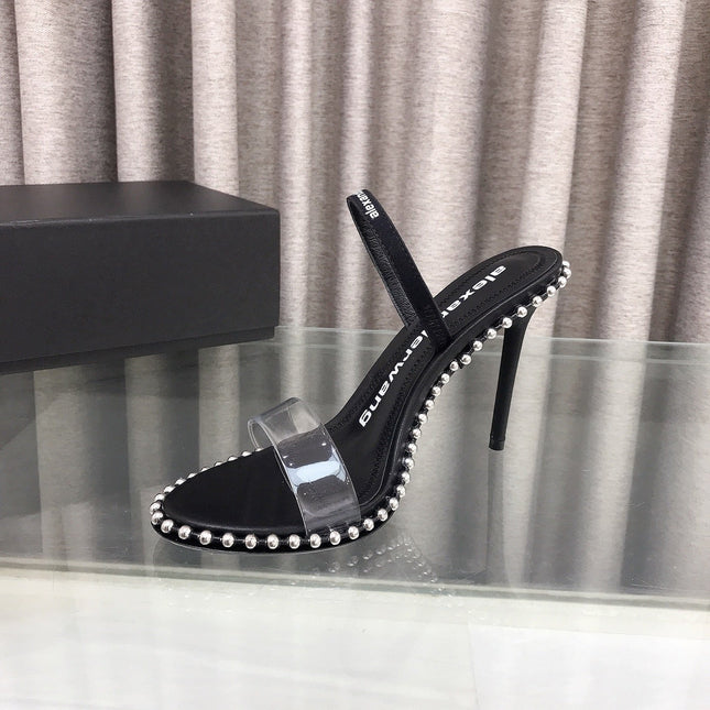 RHODES NOVA HIGH HEELS IN PVC STRAP AND BLACK CALFSKIN