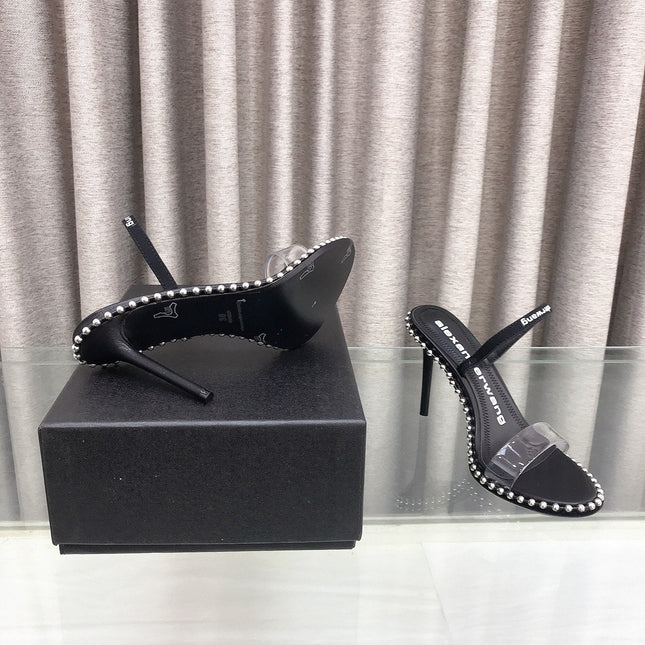 RHODES NOVA HIGH HEELS IN PVC STRAP AND BLACK CALFSKIN