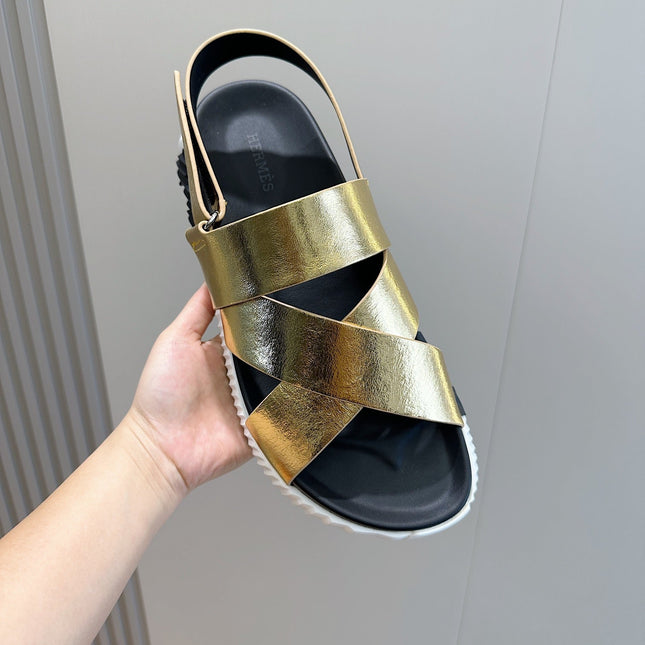 HM ELECTRIC SANDAL METALLIC GOLD CALFSKIN