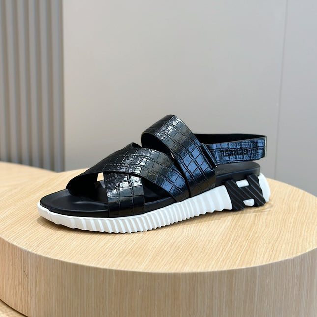 HM ELECTRIC SANDAL BLACK WITH MOTIF CALFSKIN