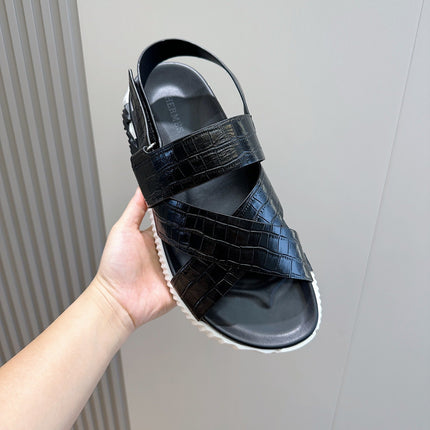 HM ELECTRIC SANDAL BLACK WITH MOTIF CALFSKIN