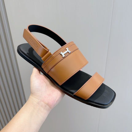 HM HENRIO FLAT SANDAL CARAMEL CALFSKIN