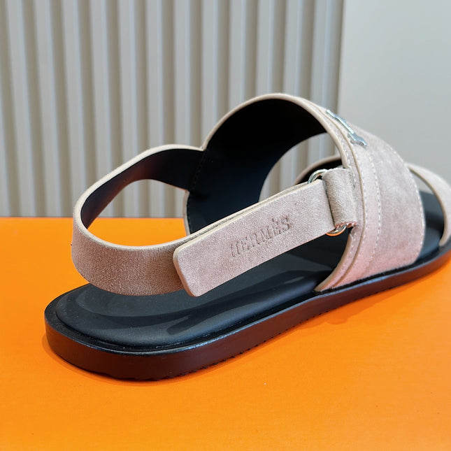 HM HENRIO FLAT SANDAL LIGHT GRAY SUEDE