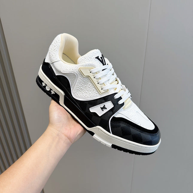 LV TRAINER BLACK DAMIER MIX WHITE GRAINED CALFSKIN