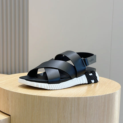 HM ELECTRIC SANDAL BLACK AND WHITE CALFSKIN