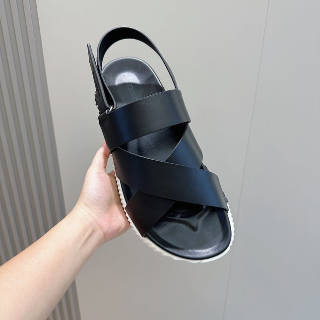 HM ELECTRIC SANDAL BLACK AND WHITE CALFSKIN