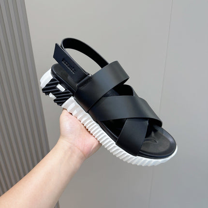 HM ELECTRIC SANDAL BLACK AND WHITE CALFSKIN