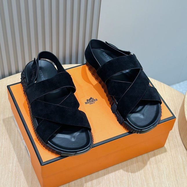 HM ELECTRIC SANDAL BLACK SUEDE AND CALFSKIN