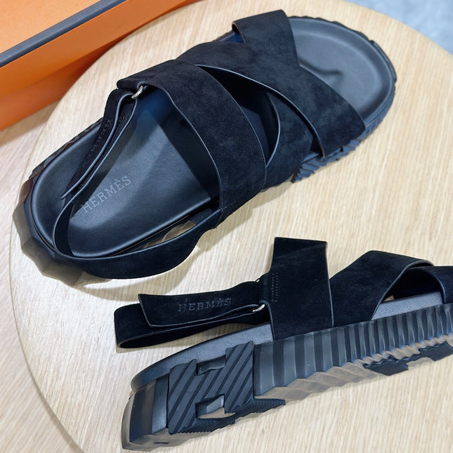 HM ELECTRIC SANDAL BLACK SUEDE AND CALFSKIN