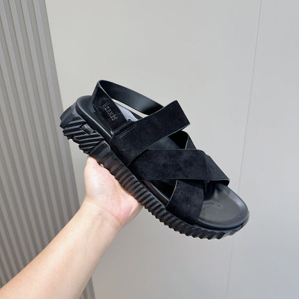 HM ELECTRIC SANDAL BLACK SUEDE AND CALFSKIN