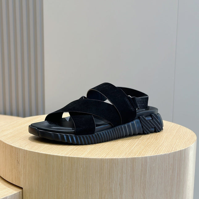 HM ELECTRIC SANDAL BLACK SUEDE AND CALFSKIN