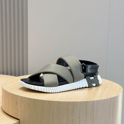 HM ELECTRIC SANDAL MOSS FABRIC AND CALFSKIN