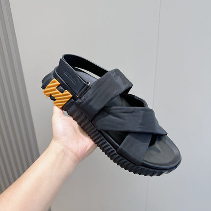 HM ELECTRIC SANDAL BLACK FABRIC AND CALFSKIN