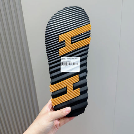 HM ELECTRIC SANDAL BLACK FABRIC AND CALFSKIN